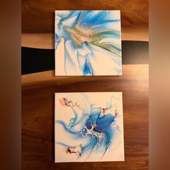 Signed Original Acrylic Abstract Paintings – “Ludi” – 10” x 10” Set of 2 - Picture 4 of 6